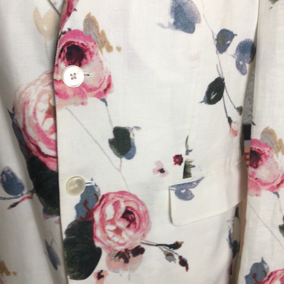 Tallia Mens Linen Blazer Combo Floral Slim-Fit Jacket Size 40S - Picture 3 of 8